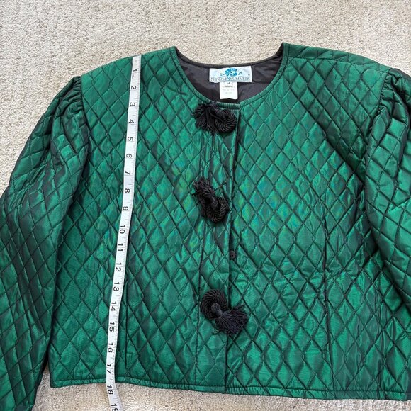 Vintage Nicole Summers Emerald Green Quilted Cropped Jacket Made in USA - Picture 5 of 9